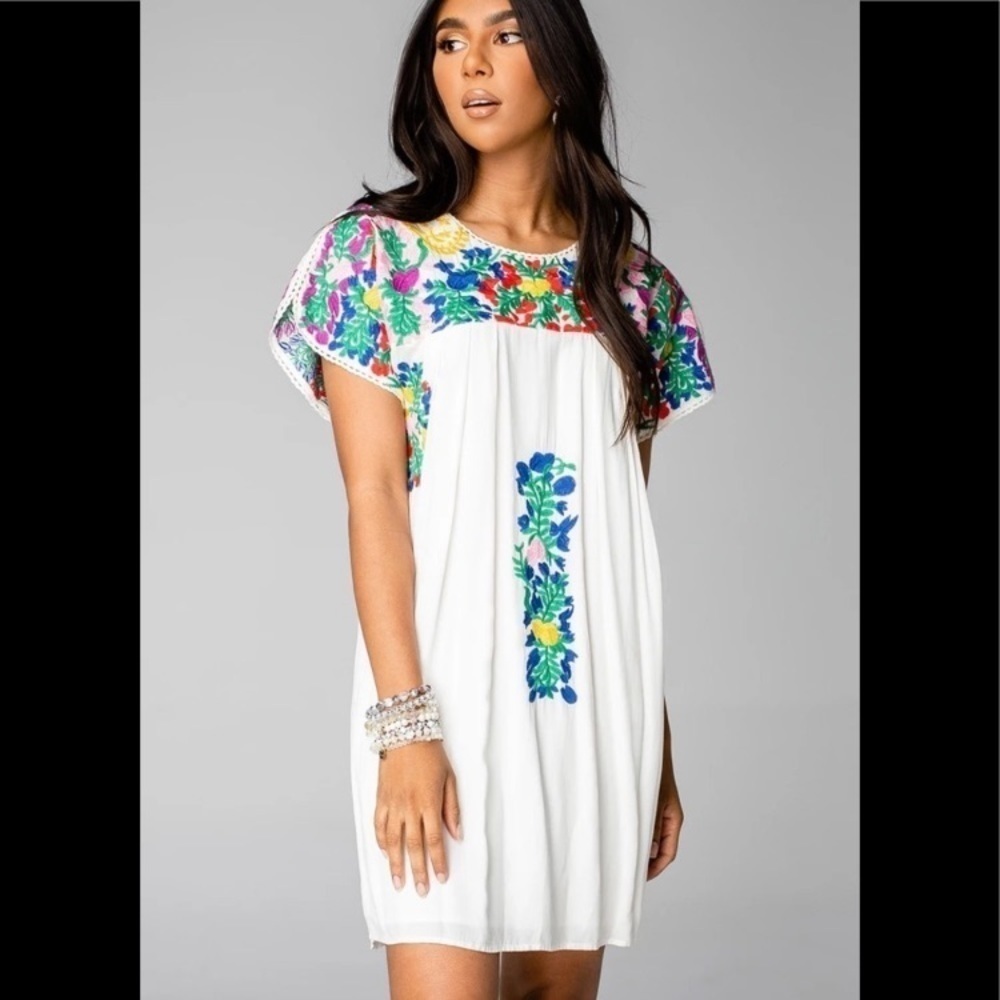 Buddy Love Carolina multi embroidered dress Small bohemian lightweight summer